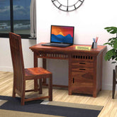Amer Solid Wood Study Table With Chair For Home (Natural Finish)
